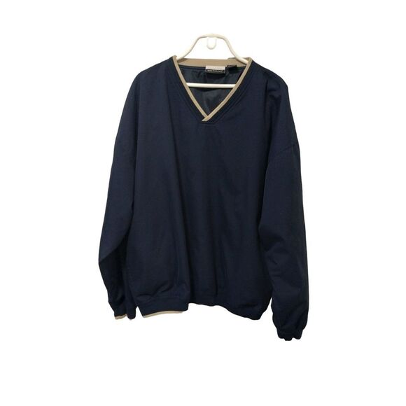 Performance Outfitters Men's Dark Blue V-Neck Windbreaker XL - Picture 1 of 5